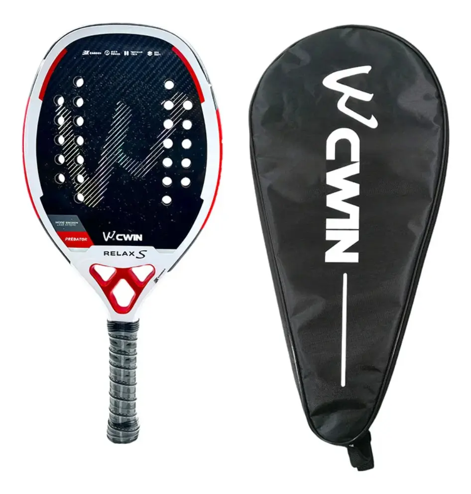 Raquete Camewin 3K Relax S vermelha de beach tennis