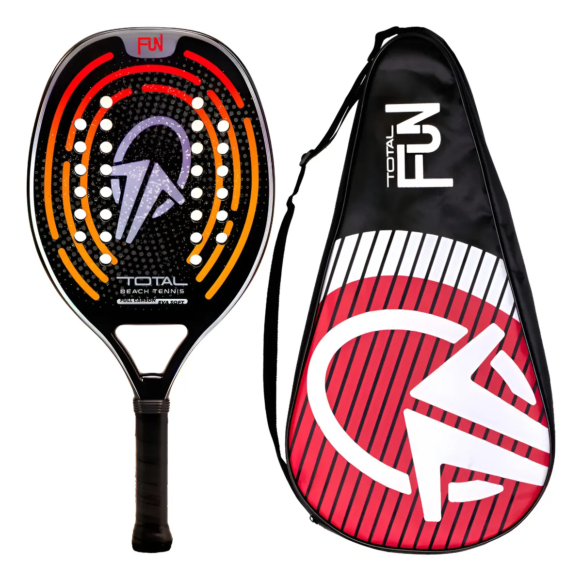 Raquete Total Fun Carbono prateada de beach tennis
