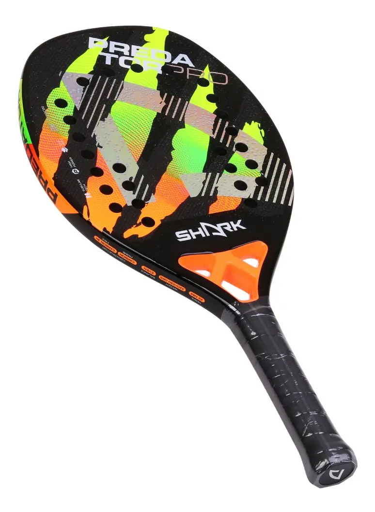 Raquete Shark Predator 2025 preta de beach tennis